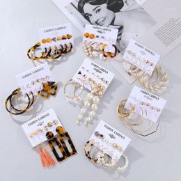 Hoop & Huggie DAXI Bohemian Big Gold Hopp Earrings For Women Trendy Pearl Earring Hoops Fashion Korean Acrylic Earings Set Jewellery 20211