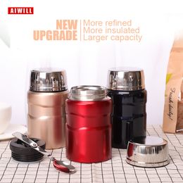 AIWILL Double 304 Stainless Steel Thermos Food Jar Soup Containers Large Capacity Vacuum Flasks Portable Lunch Bento Box 600ml LJ201221