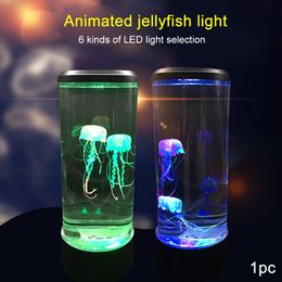 Childen Desktop Aquarium Mood Bedside Lamp Hypnotic Jellyfish Atmosphere Relaxing LED Night Light Colour Changing USB Powered Y200922