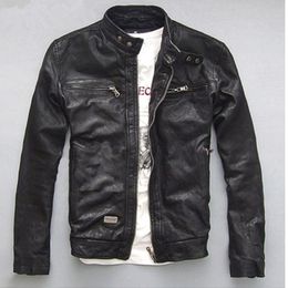 High quality Spring Autumn Men's Genuine Leather Jacket Short Slim Motocycle Jackets For Men Outerwear jaqueta de couro LJ201029