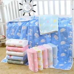 Baby Blanket CM Muslin Cotton 6 Layers Thick Newborn Swaddling Autumn Baby Swaddle Bedding Cartoon Receiving Blanket LJ201014