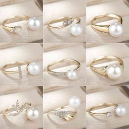 Net Red Ins Wind Pearl Ring Female Personality Cold Adjustable Simple Opening