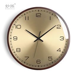 Nordic Luxury Large Wall Clock Wood Living Room Gold Clocks Wall Home Decor Bedroom Modern Design Duvar Saati Gift Ideas FZ109 201118