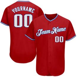 Custom Red White-Royal-008 Authentic Baseball Jersey