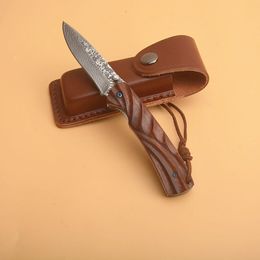 New Arrival Damascus Folding Knife VG10-amascus Steel Blade Rosewood + Stainless Steel Sheet Handle Ball Bearing EDC Gift Knives