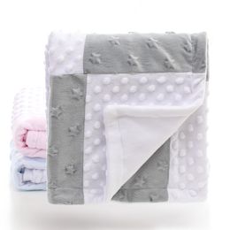 2 layers dot star heart pattern splicing fleece coral minky soft thermal toddler child baby blanket bedding quilt swaddle LJ201105