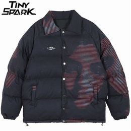 Men Hip Hop Jacket Parka Girl Print Streetwear Windbreaker Harajuku Winter Padded Jacket Cotton Coat Puffer Warm Outwear 201209