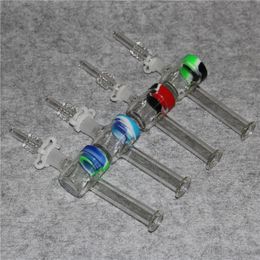 Hookah Glass Nectar pipe kit with 10mm 14mm male female Quartz Tips Keck Clip Silicone Container Reclaimer Smoking pipe