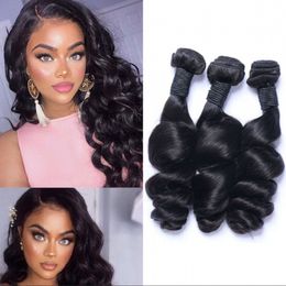 Human Hair Wefts Loose Wave Indian Natural Colour 3 4 Bundles Double Weft for Black Women