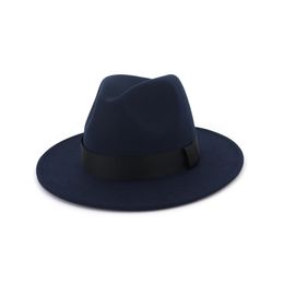 New Vintage Fedora Men Wool Wide Brim Top Hat Witner Autumn for Woman Chapeau Black Church Hat Bowler Ladies women's Jazz Hats Y0910