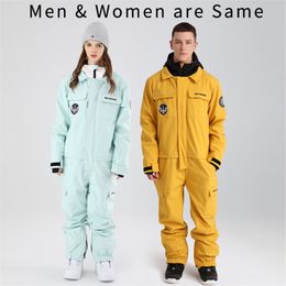 Outdoor Men Snow Suits Hooded Windproof Man Ski Jumpsuit Tracksuits Waterproof Male Snowboard Overalls Outfits Clothes 220106