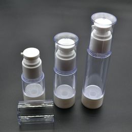 10pcs Plastic Airless Pump Bottles Cream Container Clear Empty Cosmetic Packaging Vacuum Lotion Rotate Head Tubes 50ml