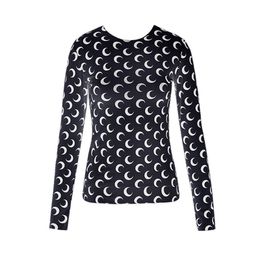 Solid Color Crescent Moon Print Round Neck & Turtleneck Long Sleeves Shirt Summer Women Hot Style Chic Bodycon Outfits S-XL A1112 on Sale