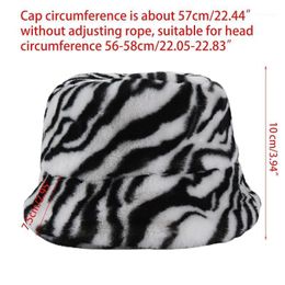 Women Men Vintage Leopard Zebra Animal Print Bucket Hat Winter Thicken Fuzzy Plush Warm Harajuku Packable Fisherman Cap1