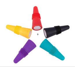 Factory Barware Bar Products Wine Stopper Colorful Silicone Stainless Steel Outlet Cap Bottle Cover Beverage Bottle Stoppers RRB13292