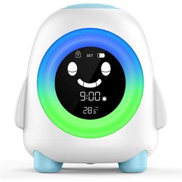 Kids Alarm Clock Digital Wake Up Clock with 5-Color Changeable Night Light Indoor Temperature Nap Timer Baby Childrens Sleep 201222