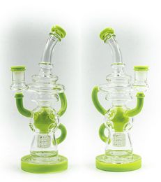 Vintage Dual Recycler Fab Egg with Matrix Perc Glass BONG Hookah Smoking Pipes Oil Burner with bowl can put customer logo