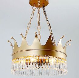 Nordic Crown Creative Crystal Chandelier Living Room Corridor Children's Bedroom American Country LED Golden Creative Chandelier