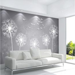 Simple dandelion wallpapers refreshing sofa bedside new background wall 3d murals wallpaper for living room