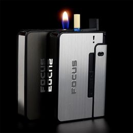 Automatic Cigarette Case Smoking Cigarette Capacity Can Mount Lighter Metal Box For Men Nice Gift Dropshipping