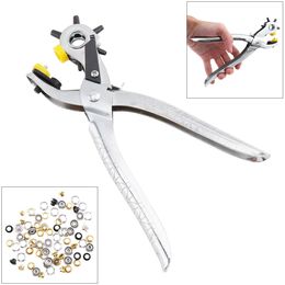 Heavy Duty Revolving Leather Belt Hole Punch Pliers Bag Eyelet Puncher Hand Tool Punching Machine with 6 Sizes Y200321