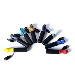 Latest Colourful Cool Resin Skin Hookah Shisha Smoking Philtre Silicone Hose Mouthpiece Holder With Lanyard Pendant Hang Rope DHL Free