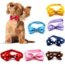 Cute Dot Dog Bow Tie Multicolor Pet Collar Adjustable Pet Tie Neck Wear For Small Medium Dogs Lovely Pet Accessories