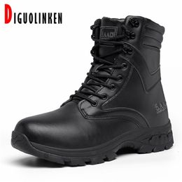 Big Size 47 Mens Leather Desert Tactical Military Combat Shoes Safety Men Winter Snow Boots Motorcycle Zapatos Hombre Y200915