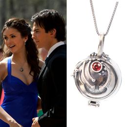 925 Sterling Sliver The Vampire Diaries Elena Pendant Necklace Retro Jewelry Fashion Moive Q0531