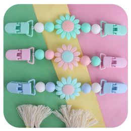 DIY Silicone baby pacifier chain clips flower silicone teething beads baby teether newborn silicone pacifier clips Infant Feeding