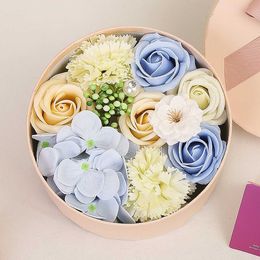 Artificial Flower Soap Flower Gift Box Rose Orchid Peony Bouquet Home Wedding Decoration Accessories Valentine's Day Gift z3 T200509