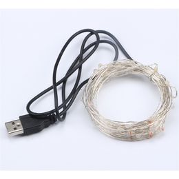 50 100 copper string Christmas usb 5m 10m led silvery wire fairy light garland for wedding birthday decor Y201020