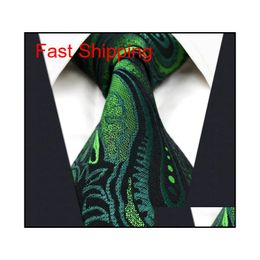 U30 Paisley Floral Dark Green Black Mens Neckties Ties 100% Silk Extra Long Jacquard Woven Brand New Ux90X