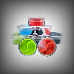 Cool Colourful Silicone Acrylic 10ML Seal Storage Stash Case Box Jar Portable Wax Oil Herb Tobacco Pill Bong Smoking Straw Tool DHL Free