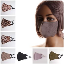 Unisex Suede Fabric Face Masks Leopard Plaid Print Anti Dust Face Mask Fashion Windproof Mouth Masks with Earloop Outdoor Riding Face Mask