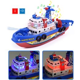 Fast Speed Music Light Electric Marine Rescue Fire Fighting Boat Toy Non-remote 201204