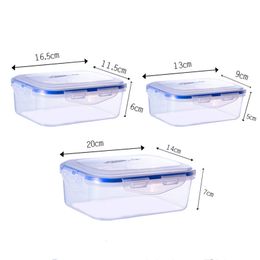 Goldbaking 3 Pieces Plastic Food Container Rectangle Storage Box Leak Proof Square Lunch Box Kitchen Microwave Containers 201016