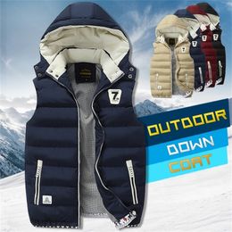 Winter Down Vest Men Casual Waistcoat Men's Sleeveless Jacket Plus Size 5XL Warm Men's Vest Overcoats 201126