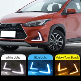 2PCS Car DRL For Yaris X 2020 LED Daytime Running Light yellow Turn Signal Light Fog Lamp cover