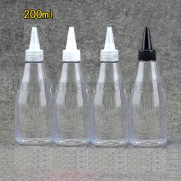 30pcs 200ml clear Pet Shampoo Plastic Lotion Bottle Recycling Pointed Cap Refillable Squeeze Screw Clear Container