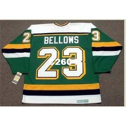 Men #23 BRIAN BELLOWS Minnesota North Stars 1991 CCM Vintage RETRO Home Hockey Jersey or custom any name or number retro Jersey