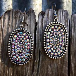 Dangle & Chandelier Bohemian Large Oval Vintage Earings Full Shiny Cubic Zirconia Micro Pave CZ Drop Earrings For Women Gift Tribal Jewelry1
