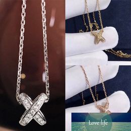 New Ladies Fashion Creative Inlay Zircon Necklace X Letter Pendant Necklace for Woman Jewelry Valentine's Day Gifts
