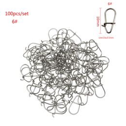 100Pcs Stainless Steel Oval Split Rings Fishing Hanging Snap Barrel Swivel Fast lock Connector Line tackle High Quality 1# -14#