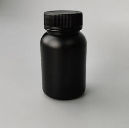 100ml/100g Dark Black Colour HDPE Bottle, Plastic Bottle, Pill Bottle with screw cap and inner cap SN4816