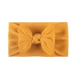 2022 Soft Nylon Baby Hair Accessories Hairband Jacquard Bow Elastic Children Headband Solid Colours Kids Head Band Stretchy Toddler