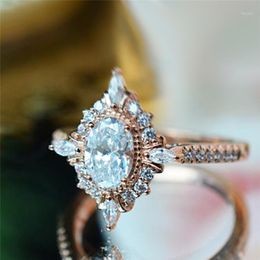 Cluster Rings ROMAD Vintage Crystal For Women Magic Mirror Retro With Gift Box Rose Gold Finger Ring Female Wedding Jewellery R31