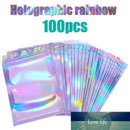 100pcs Flat Bags Package Bag Holographic Bags Bath Salt Cosmetic Mini Aluminium FoilMakeup Zipper