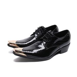 4.5cm High Heel Men Shoes Black Genuine Leather Dress Shoes Iron Toe Business Leather Shoes Zapatos Hombre, Big US12