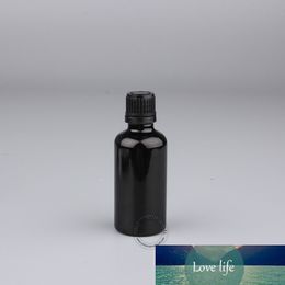 New 5pcs x 50ml Glass Black Essential Oil Dropper Bottle With Black Tamper Evident Cap Cosmetic Packaging Free Shipping